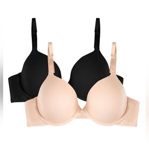 Fruit of the Loom Women's Cotton T-Shirt Bra, 2-Pack Size 38DDD